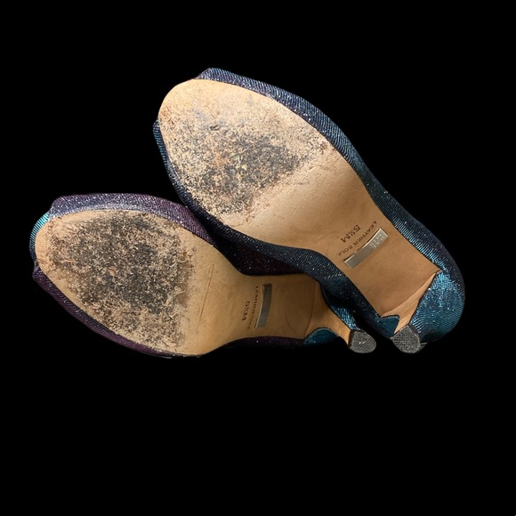 🎉HP🎉 Badgley Mischka Purple and Blue Shimmer Peep Toe Heels - Picture 5 of 8